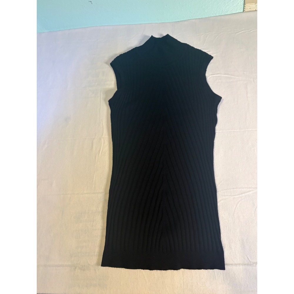 Lane Bryant Black Mock Neck Sleeveless Ribbed Knit Sweater Plus Size 18/20 1222